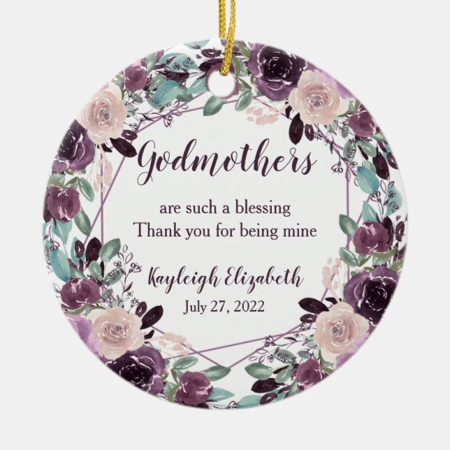 Godmothers Baptism Gift | Julgransprydnad Keramik (Framsidan)