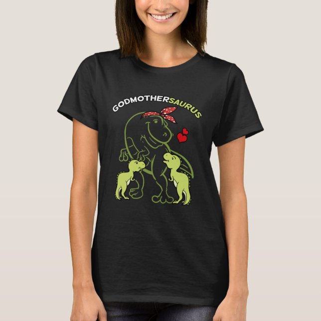 Godmothersaurus Godmother 2 Kids Rex Godparent's D T Shirt (Framsida)