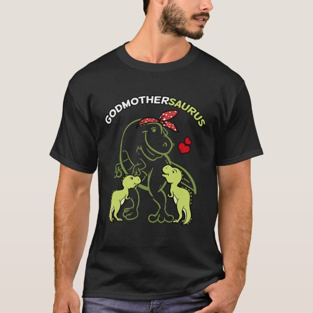 Godmothersaurus Godmother 2 Kids Rex Godparent's D T Shirt (Framsida)