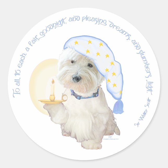 Godnatt Blå Runt Klistermärke (Framsida)