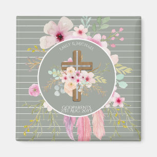 Godparent - Personlig Blommigt Kor Sage Grönt Magnet