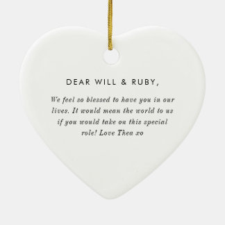 Godparents Handwritten Bow Proposal Julgransprydnad Keramik