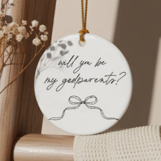 Godparents Handwritten Bow Proposal Julgransprydnad Keramik