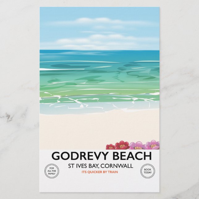 Godrevy Beach St Ives Bay, Cornwall reseaffisch Brevpapper (Framsida)