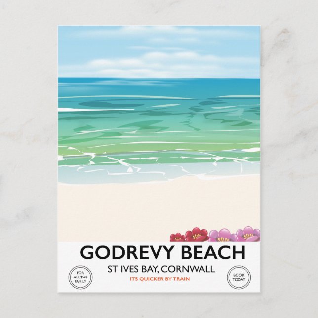 Godrevy Beach St Ives Bay, Cornwall reseaffisch Vykort (Framsida)