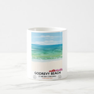 Godrevy Beach St Ives Bay, Cornwall resemålning Kaffemugg