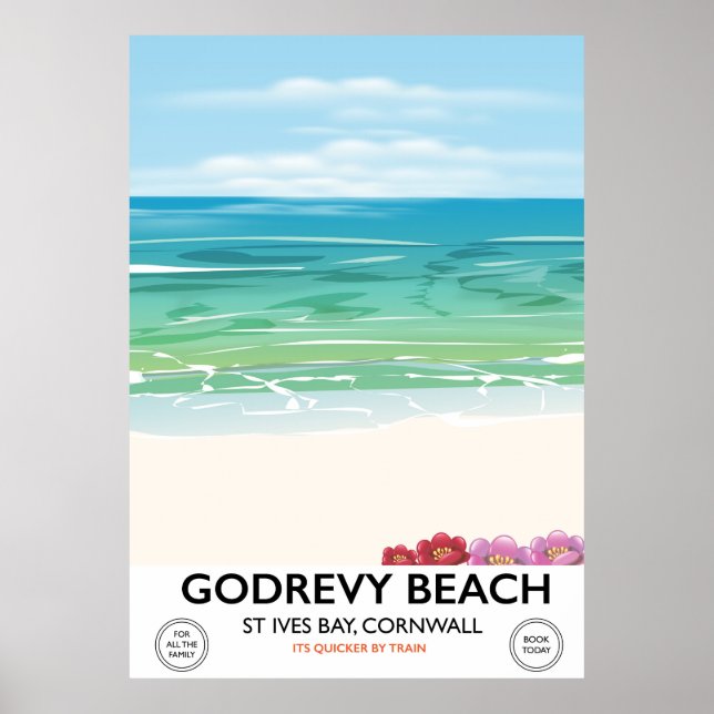 Godrevy Beach St Ives Bay, Cornwall reseposter Poster (Framsidan)