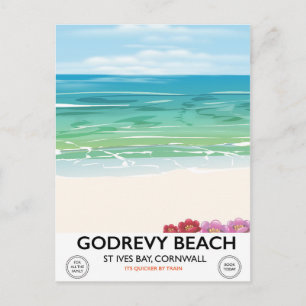 Godrevy Beach St Ives Bay, reseaffisch för Cornwal Vykort