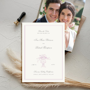 Gods Blommigt Elegant Lavender Ram Photo Bröllop Spara Datumet