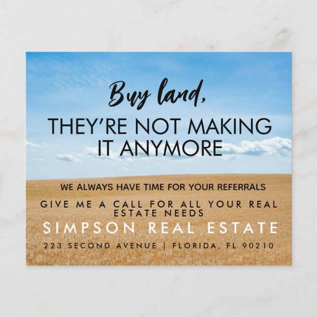 gods Buy-land som de inte längre skapar. Flygblad (Framsidan)