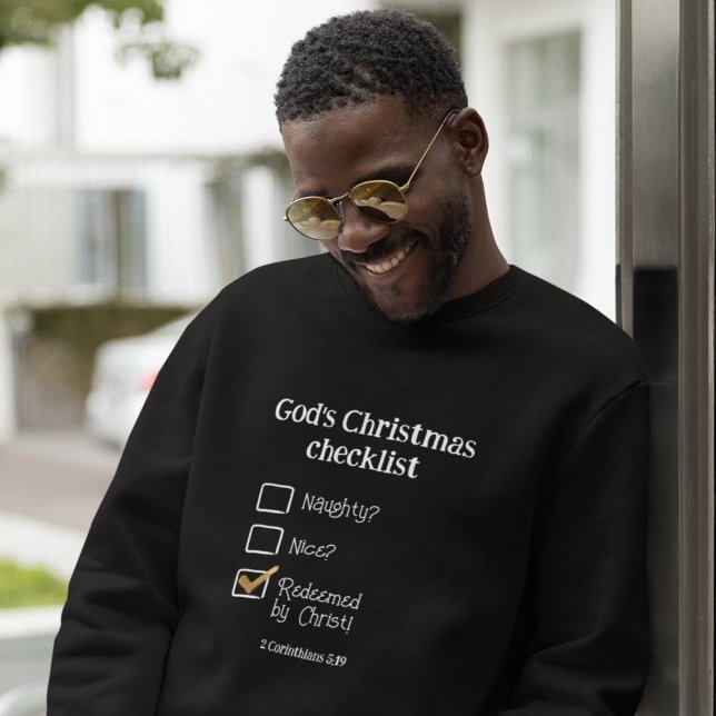 GOD'S CHRISTMAS CHECKLIST Christian Manar Lång Ärmad Tröja (Skapare uppladdad)