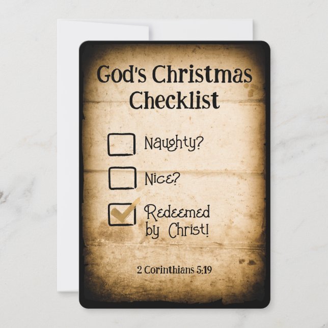 GOD'S CHRISTMAS CHECKLIST Christian Personlig Julkort (Framsida)