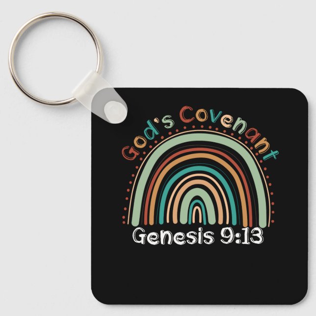 Gods Covenant Boho Rainbow Genesis 9 13 Christian Nyckelring (Framsida)