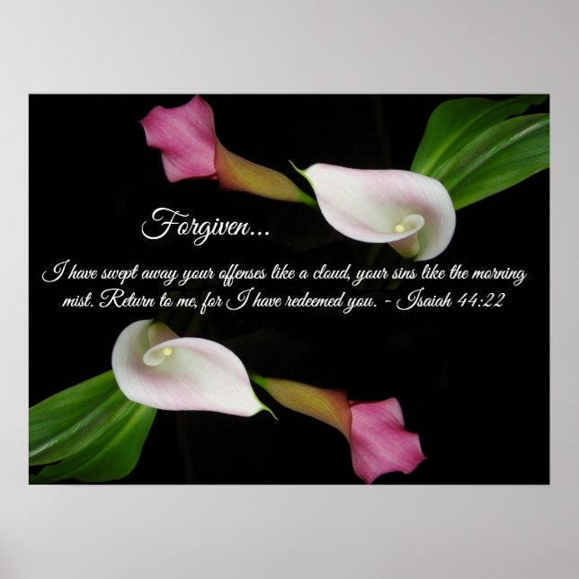 Gods Kärlek Forgiven Calla Lily Flowers Poster (Framsidan)