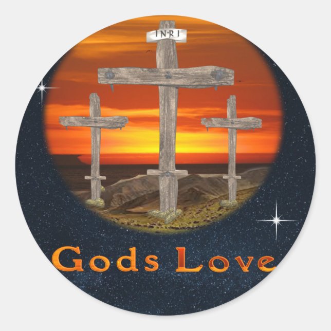 Gods Kärlek Runt Klistermärke (Framsida)