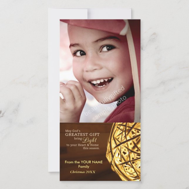 Gods Light Religiösa Christian Jul-fotokort Julkort (Framsida)