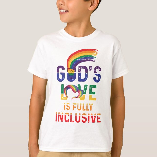 God's Love Is Fully Inclusive LGBTQ Ally Gay Pride T Shirt (Framsida)