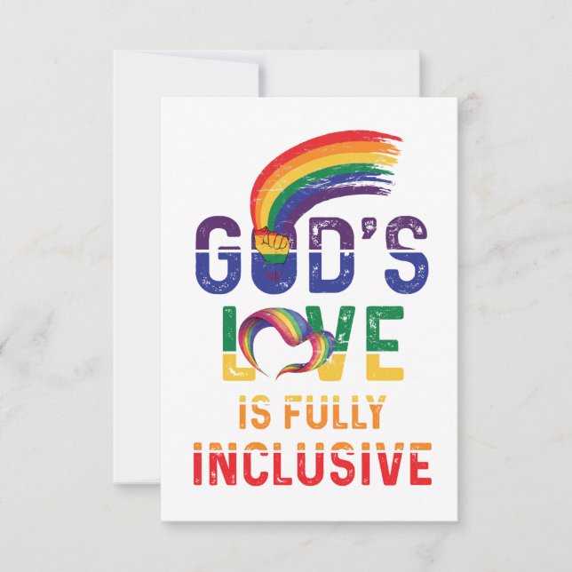 God's Love Is Fully Inclusive LGBTQ Ally Gay Pride Tack Kort (Framsida)