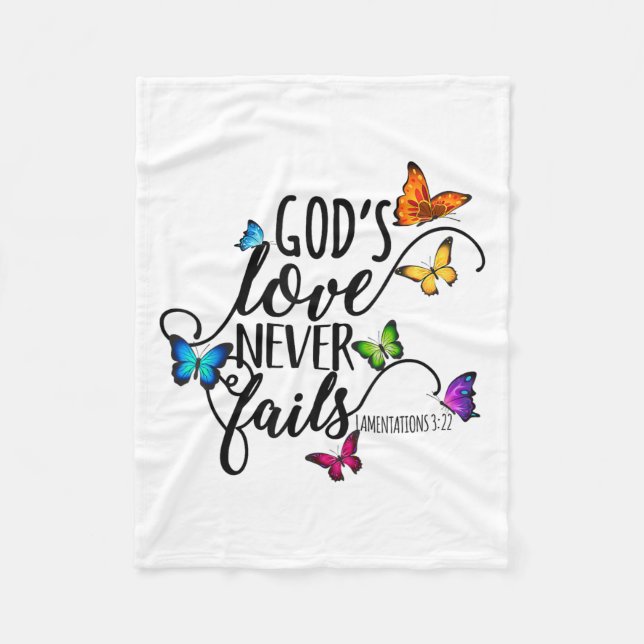God's Love Never Fails - Butterfly Art - Religious Fleecefilt (Framsidan)