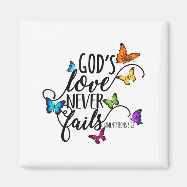 God's Love Never Fails - Butterfly Art - Religious Magnet (Framsidan)