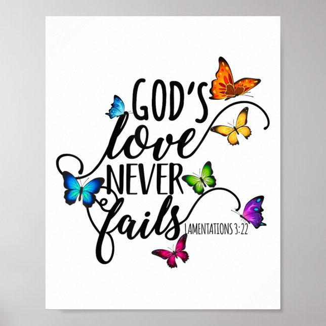 God's Love Never Fails - Butterfly Art - Religious Poster (Framsidan)