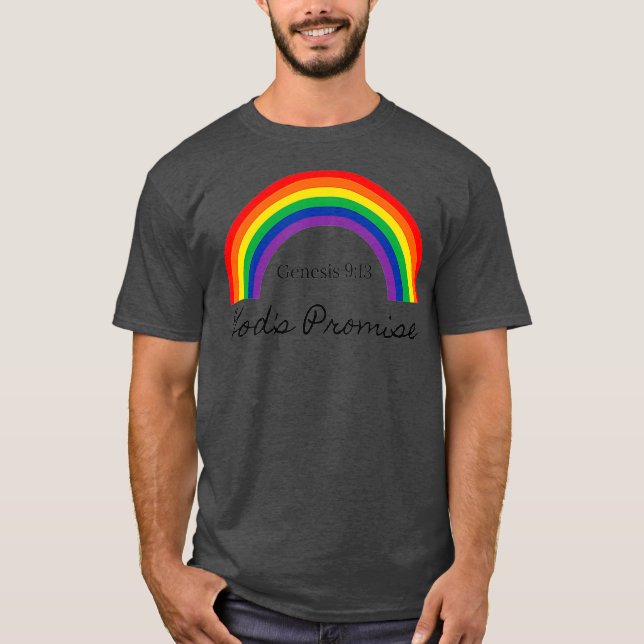 Gods Promise Genesis 913 Christian Rainbow T Shirt (Framsida)