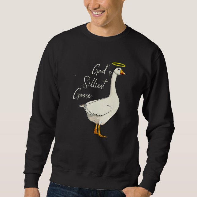 God's Silliest Goose Funny Duck Lovers Premium Lång Ärmad Tröja (Framsida)