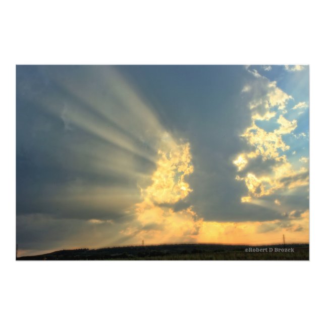 Gods Sol strålar genom molnen Fotoutvidgning Fototryck (Framsidan)