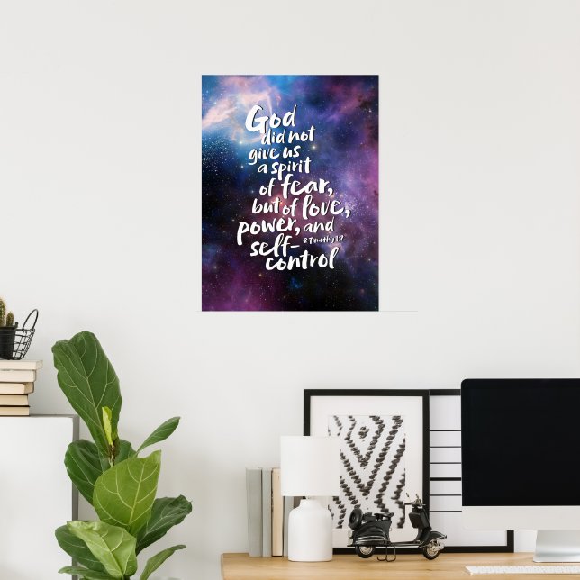 GOD's Spirit of Kärlek - NO FEAR - POWER Bible Ver Poster (Hemmakontoret)