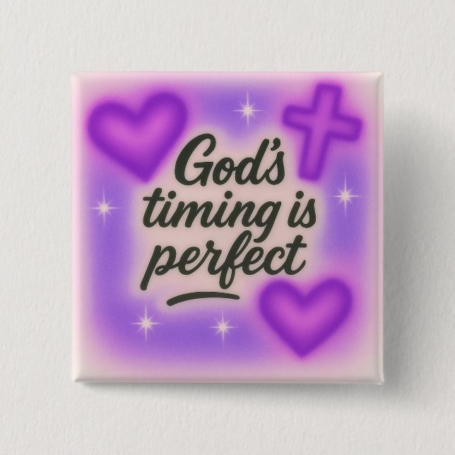 god's timing is perfect airbrush retro 90s purple  knapp (Framsida)
