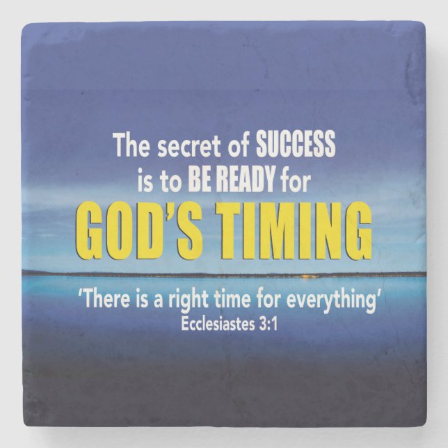 GODS TIMING Success Christian Inspirational Stenunderlägg (Framsidan)