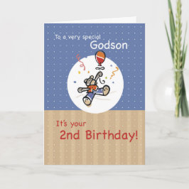 Godson 2:a Nallen Balloon Birthday Kort