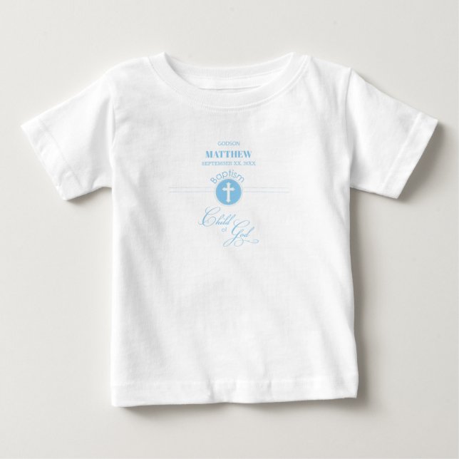 Godson Baptism Personligens blå barn T Shirt (Framsida)