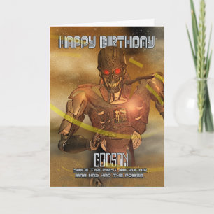 Godson Birthday Card med cyborg - Modern robot Kort