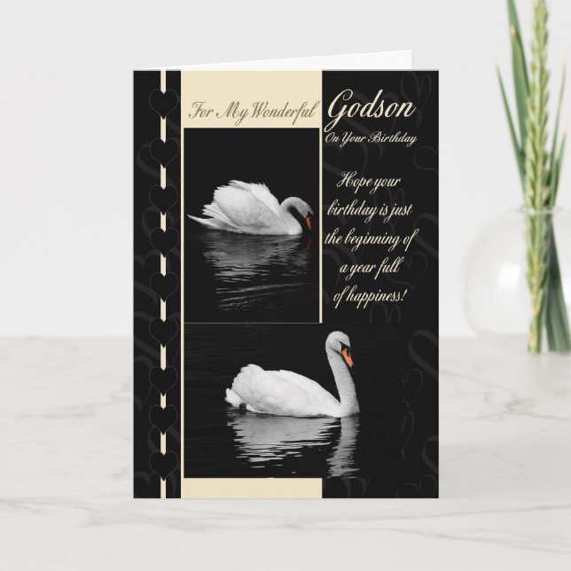 Godson Birthday Card Svanar Kort (Framsida)
