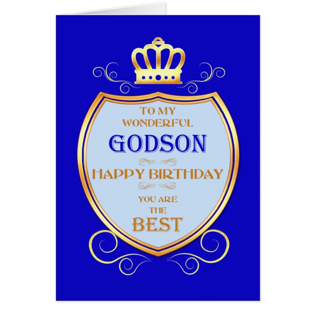 Godson Birthday med Shield Hälsningskort (Framsidan)