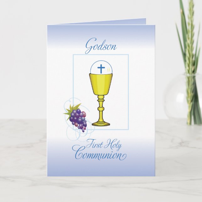 Godson First Communion, Chalice with Host & Grapes Kort (Framsida)