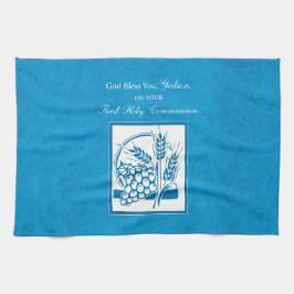 Godson First Communion, Wheat, Grapes Blue Kökshandduk