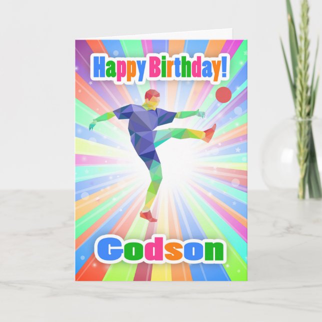 Godson, fotbollsspelare Birthday Colorful Abstrat Kort (Framsida)