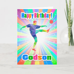 Godson, fotbollsspelare Birthday Colorful Abstrat Kort