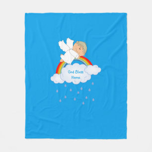 Godson Gift Cute Angel Rainbow Personlig Fleecefilt