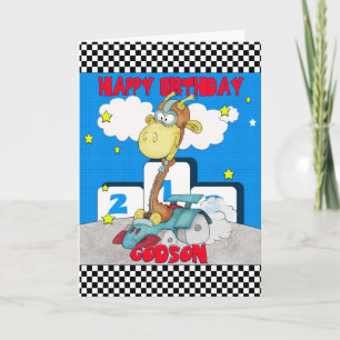 Godson Giraffe Birthday Card - Tävla Giraffe Kort