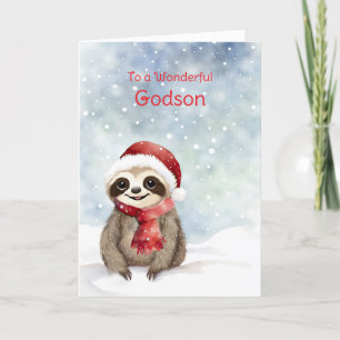 Godson Glad helg Cute Sloth med Santa Hat Kort
