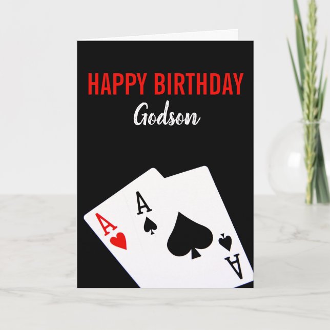 Godson Poker Birthday Card Kort (Framsida)