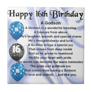 Godsondikt - 16th födelsedagdesign kakelplatta
