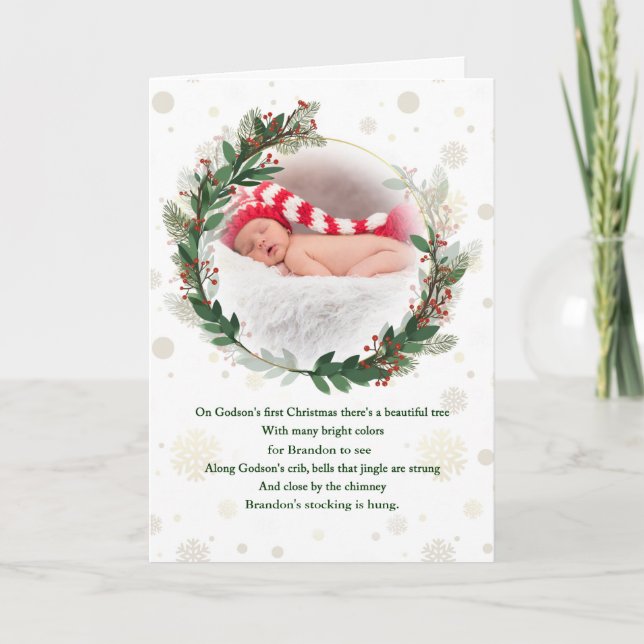 Godsons första jul med Baby Namn Helgkort (Framsida)