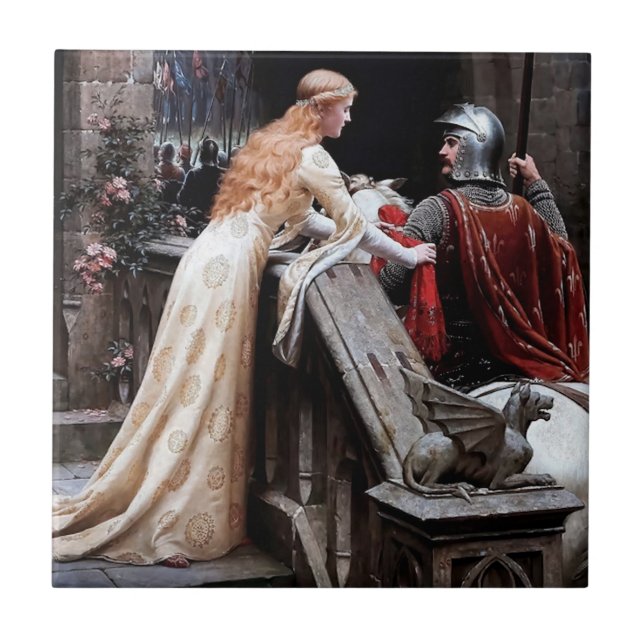 “Godspeed” medeltida målning av Edmund Blair Leigh Kakelplatta (Framsidan)