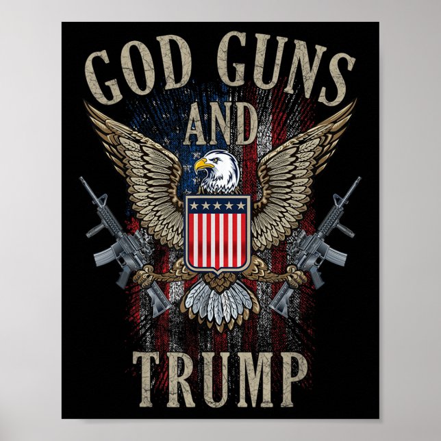 Godsvapen och trumfkort 2:a ändringen Flagga Ar15 Poster (Framsidan)