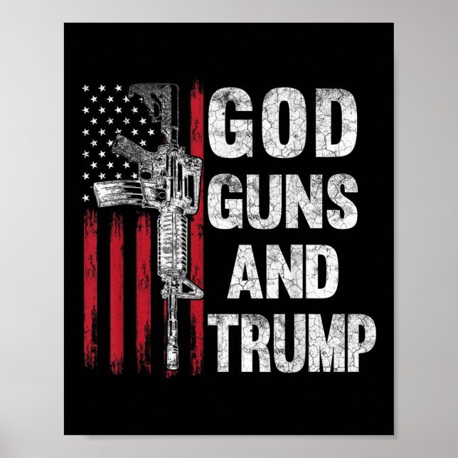 Godsvapen och trumfkort 2:a ändringen Flagga Ar15 Poster (Framsidan)
