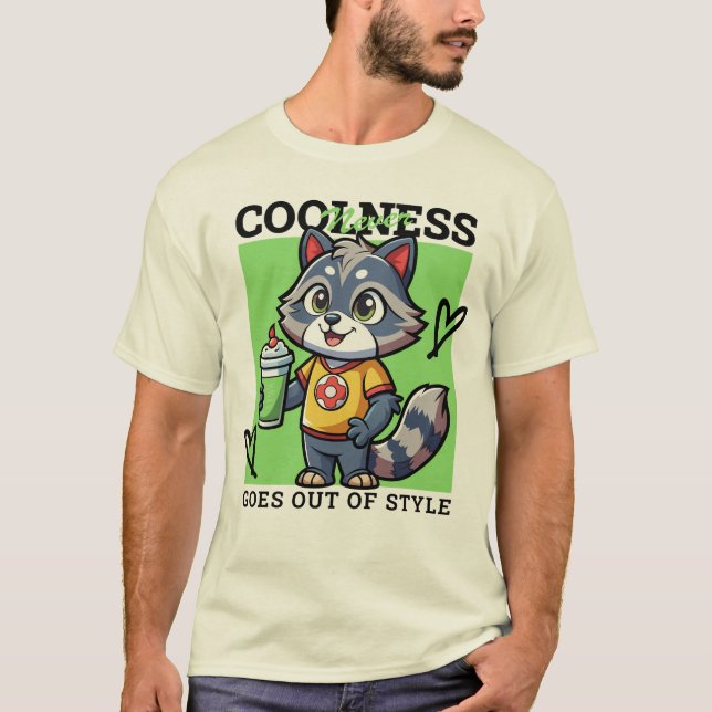 Godtycklig Raccoon med Smoothie T-shirt (Framsida)